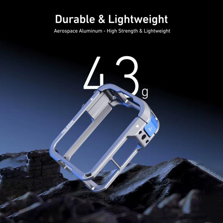 For DJI Osmo 360 TELESIN Aluminum Alloy Protective Cage Expansion Frame with Lens Cover, Aluminum Alloy Cage