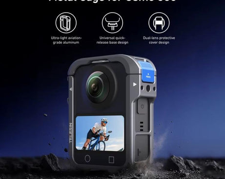 For DJI Osmo 360 TELESIN Aluminum Alloy Protective Cage Expansion Frame with Lens Cover, Aluminum Alloy Cage