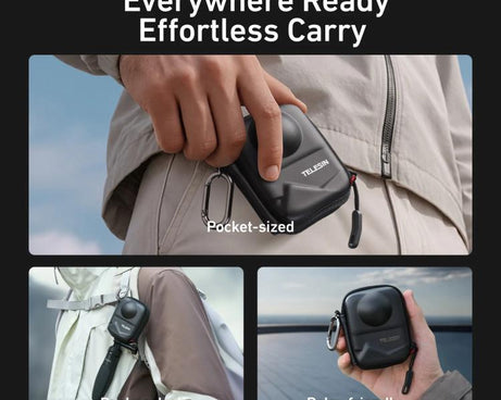 PU Carrying Case for DJI Osmo 360 Camera Protective Pouch with Carabiner Clip