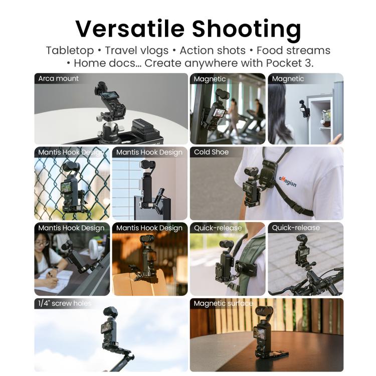 For DJI Pocket 3 aMagisn Mantis Extension Frame Magnetic Mount for Hands-Free Vlogging