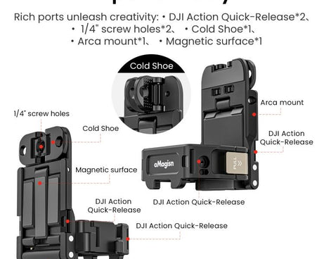 For DJI Pocket 3 aMagisn Mantis Extension Frame Magnetic Mount for Hands-Free Vlogging