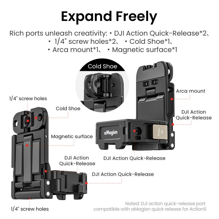 For DJI Pocket 3 aMagisn Mantis Extension Frame Magnetic Mount for Hands-Free Vlogging