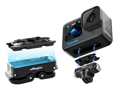 aMagisn Magnetic Quick Release Adapter for GoPro HERO13/12/11/10/9/8/11 Mini/MAX, 2-in-1 Kit, Separate Top Mount Plate, Separate Base Unit