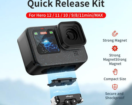 aMagisn Magnetic Quick Release Adapter for GoPro HERO13/12/11/10/9/8/11 Mini/MAX, 2-in-1 Kit, Separate Top Mount Plate, Separate Base Unit