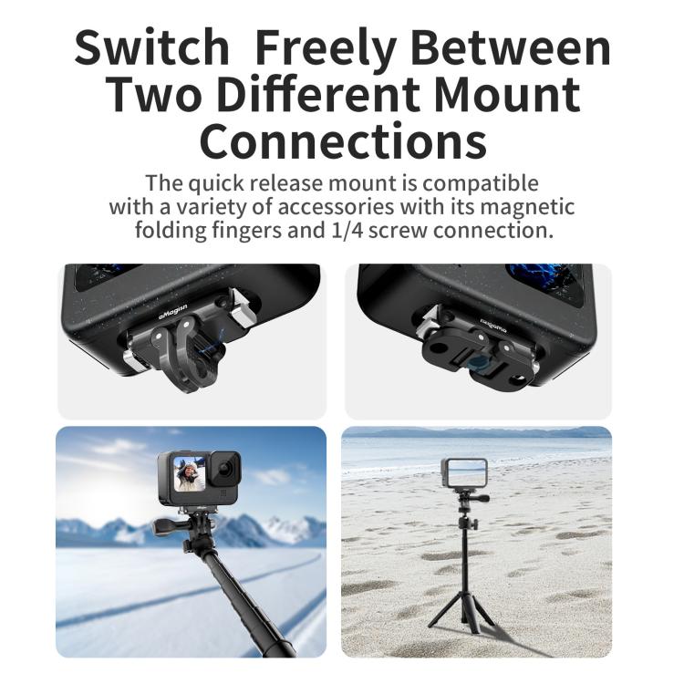aMagisn Magnetic Quick Release Adapter for GoPro HERO13/12/11/10/9/8/11 Mini/MAX, 2-in-1 Kit, Separate Top Mount Plate, Separate Base Unit