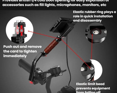Gimbal Wooden Handle Chute Snail Gimbal Side Handle Grip,For DJI RS 4 Mini / 4 PRO / 3 / 3 Mini / 3 PRO / 2, Single Handle, With Chute, With Chute And Snail Gimbal
