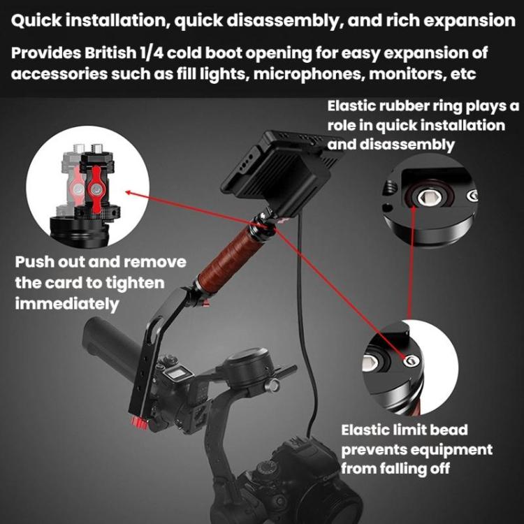 Gimbal Wooden Handle Chute Snail Gimbal Side Handle Grip,For DJI RS 4 Mini / 4 PRO / 3 / 3 Mini / 3 PRO / 2, Single Handle, With Chute, With Chute And Snail Gimbal