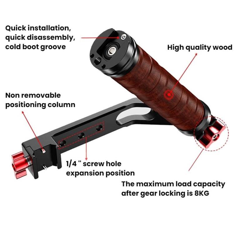 Gimbal Wooden Handle Chute Snail Gimbal Side Handle Grip,For DJI RS 4 Mini / 4 PRO / 3 / 3 Mini / 3 PRO / 2, Single Handle, With Chute, With Chute And Snail Gimbal