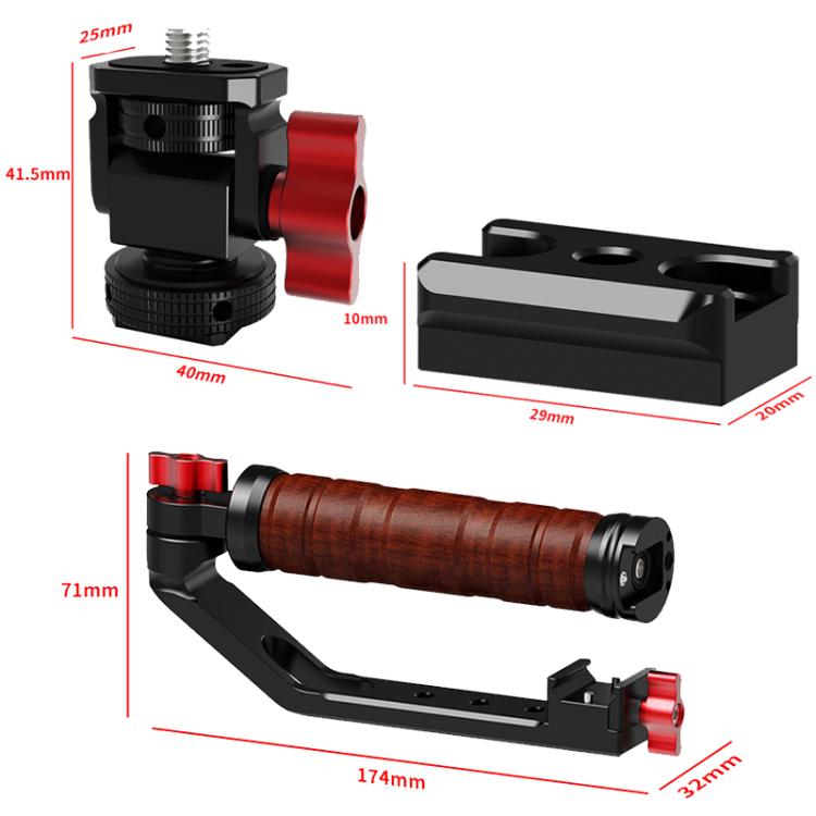 Gimbal Wooden Handle Chute Snail Gimbal Side Handle Grip,For DJI RS 4 Mini / 4 PRO / 3 / 3 Mini / 3 PRO / 2, Single Handle, With Chute, With Chute And Snail Gimbal