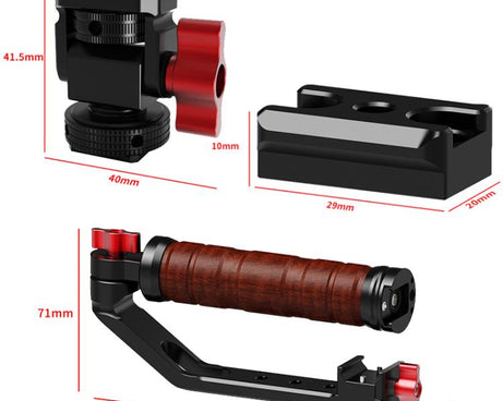 Gimbal Wooden Handle Chute Snail Gimbal Side Handle Grip,For DJI RS 4 Mini / 4 PRO / 3 / 3 Mini / 3 PRO / 2, Single Handle, With Chute, With Chute And Snail Gimbal