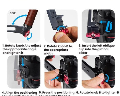Gimbal Wooden Handle Chute Snail Gimbal Side Handle Grip,For DJI RS 4 Mini / 4 PRO / 3 / 3 Mini / 3 PRO / 2, Single Handle, With Chute, With Chute And Snail Gimbal