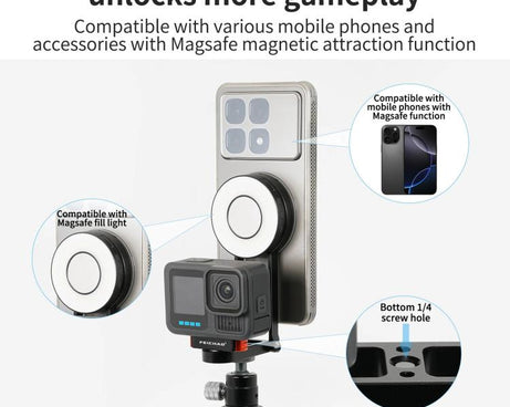 Multifunctional Magnetic Quick Release Base Bracket Expansion, For Insta360 Go 3 / 3S, For Go Pro HERO13 Black, For DJI Action 5 Pro / 4 / 3 / 2, For 1/4 Screw Hole