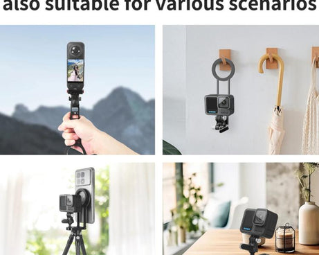 Magnetic Bracket Base Bracket Expansion, One Click Clamping For 3 Card, 1/4 Snail Ball Head, For 2 Card Action Camera