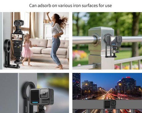 Magnetic Bracket Base Bracket Expansion, One Click Clamping For 3 Card, 1/4 Snail Ball Head, For 2 Card Action Camera