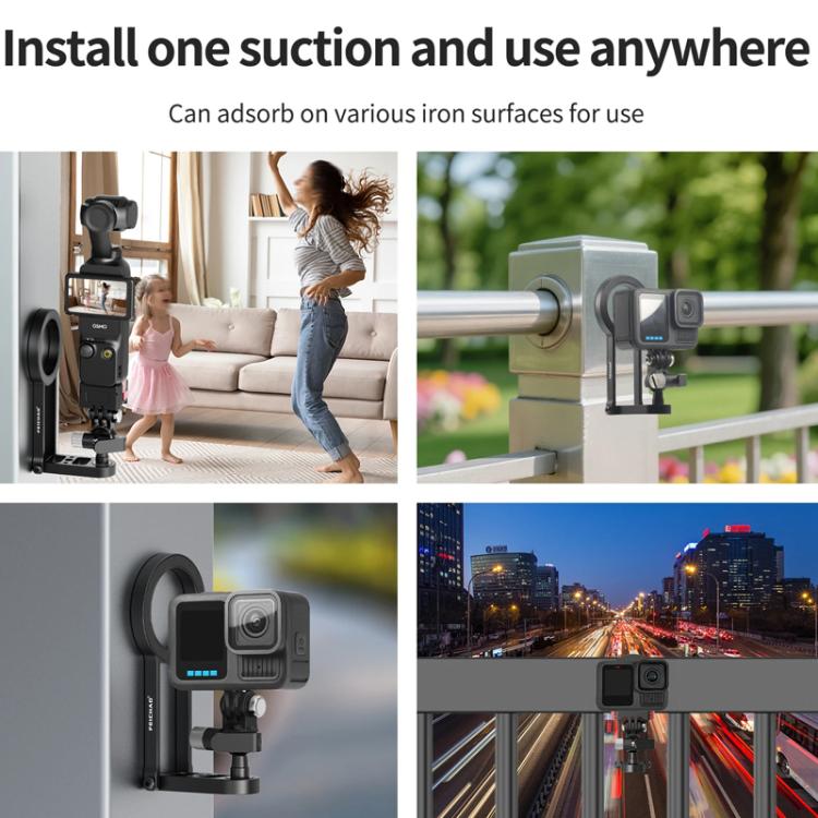 Magnetic Bracket Base Bracket Expansion, One Click Clamping For 3 Card, 1/4 Snail Ball Head, For 2 Card Action Camera