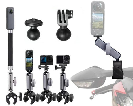 For GoPro / DJI / Insta 360 Action Cameras Cycling Bracket Bike Motorcycle Handlebar Mount, Standard 5 In 1, With 15cm Extension Rod