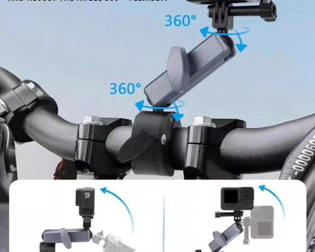 For GoPro / DJI / Insta 360 Action Cameras Cycling Bracket Bike Motorcycle Handlebar Mount, Standard 5 In 1, With 15cm Extension Rod