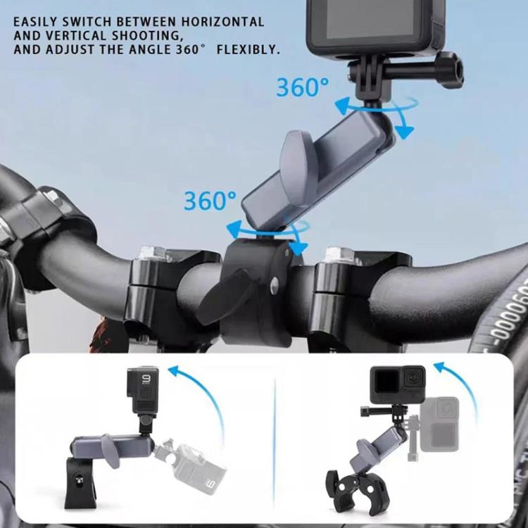 For GoPro / DJI / Insta 360 Action Cameras Cycling Bracket Bike Motorcycle Handlebar Mount, Standard 5 In 1, With 15cm Extension Rod