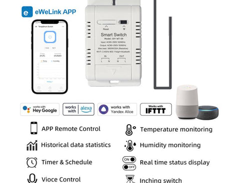 DIY-WT-09 20A Temperature Switch Smart Thermostat, Compatible With Google / Alexa / Yandex Alice / IFTTT