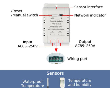 DIY-WT-09 20A Temperature Switch Smart Thermostat, Compatible With Google / Alexa / Yandex Alice / IFTTT