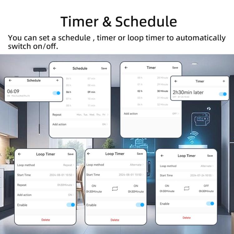 DIY-WT-09 20A Temperature Switch Smart Thermostat, Compatible With Google / Alexa / Yandex Alice / IFTTT
