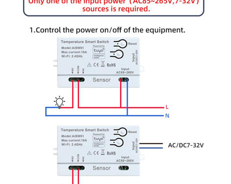 Graffiti WIFI Temperature Dry Contact Switch Module APP Remote Control Switch, Supports Google / Alexa Voice