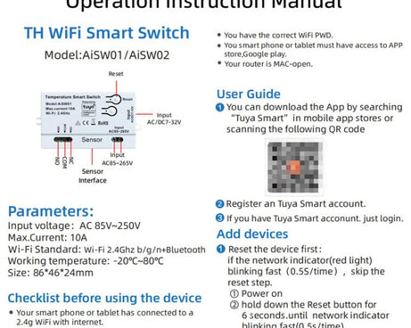Graffiti WIFI Temperature Dry Contact Switch Module APP Remote Control Switch, Supports Google / Alexa Voice
