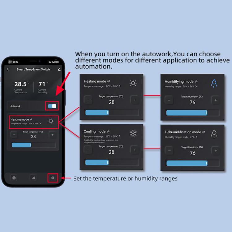 Graffiti WIFI Temperature Dry Contact Switch Module APP Remote Control Switch, Supports Google / Alexa Voice