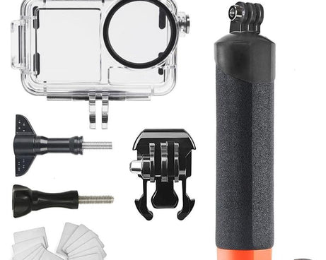 For DJI Action 5 Pro/4/3 Waterproof Diving Case with Buoyancy Float Stick Kit Includes Anti-Fog Inserts, Mounting Base