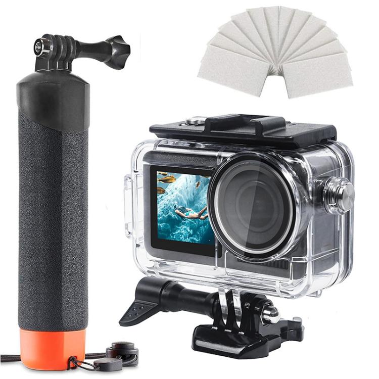 For DJI Action 5 Pro/4/3 Waterproof Diving Case with Buoyancy Float Stick Kit Includes Anti-Fog Inserts, Mounting Base