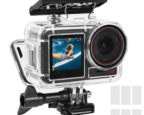 For DJI Action 5 Pro/4/3 Waterproof Diving Case with Buoyancy Float Stick Kit Includes Anti-Fog Inserts, Mounting Base