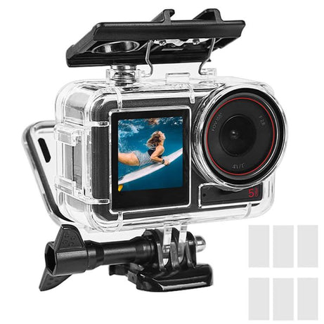 For DJI Action 5 Pro/4/3 Waterproof Diving Case with Buoyancy Float Stick Kit Includes Anti-Fog Inserts, Mounting Base