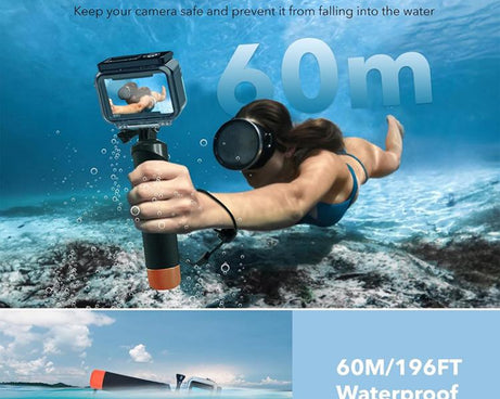 For DJI Action 5 Pro/4/3 Waterproof Diving Case with Buoyancy Float Stick Kit Includes Anti-Fog Inserts, Mounting Base