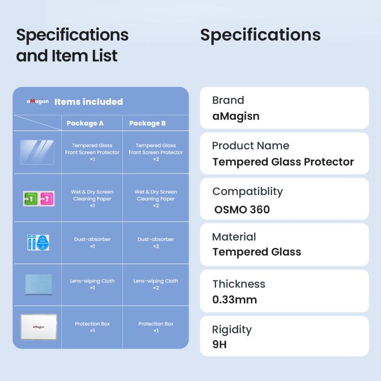 For DJI Osmo 360 Camera AMagisn HD Tempered Glass Screen Protector