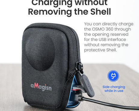 For DJI Osmo 360 Camera aMagisn Hard Shell Case Open-Access Charging Design