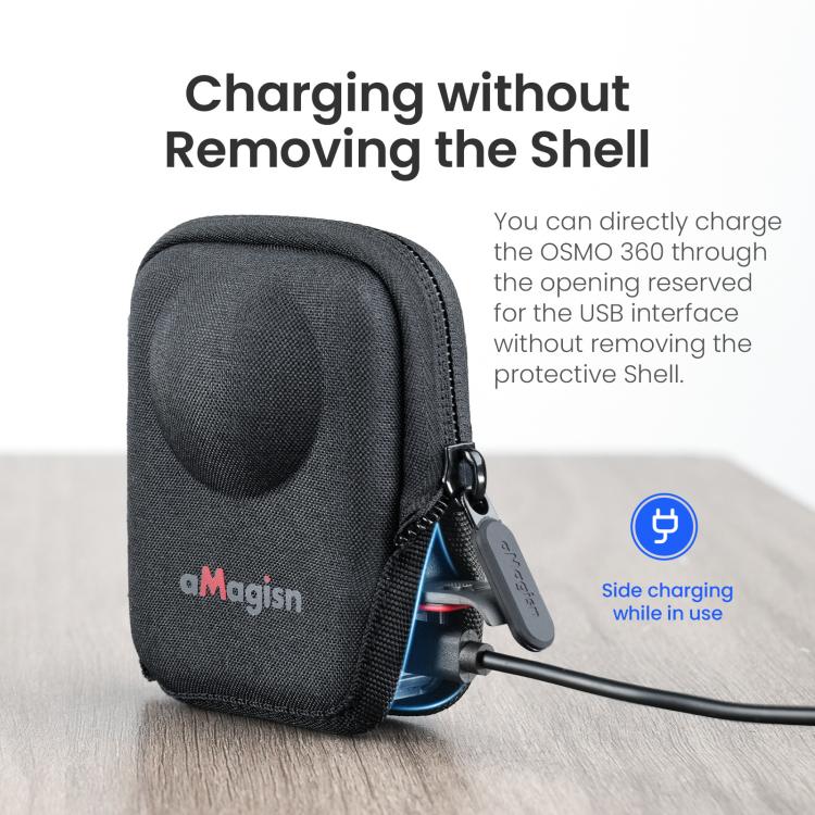 For DJI Osmo 360 Camera aMagisn Hard Shell Case Open-Access Charging Design