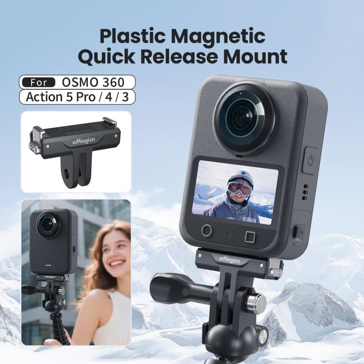 For DJI Osmo 360/Action 5 Pro/4/3 aMagisn Magnetic Quick-Release Adapter Plastic Snap-On Base