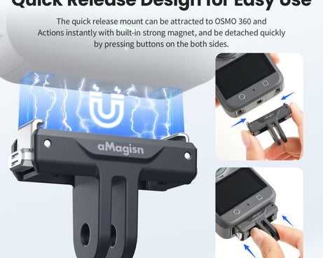 For DJI Osmo 360/Action 5 Pro/4/3 aMagisn Magnetic Quick-Release Adapter Plastic Snap-On Base