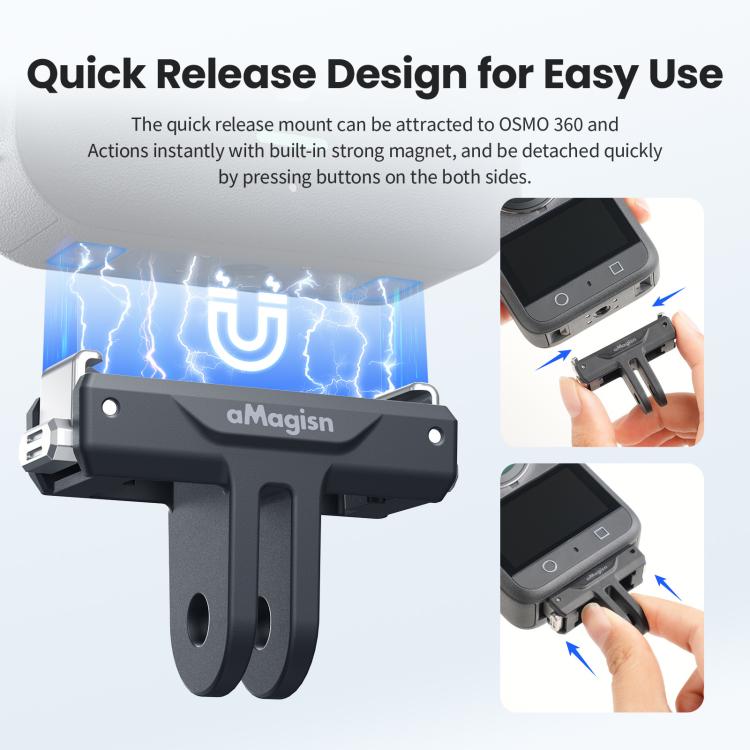 For DJI Osmo 360/Action 5 Pro/4/3 aMagisn Magnetic Quick-Release Adapter Plastic Snap-On Base