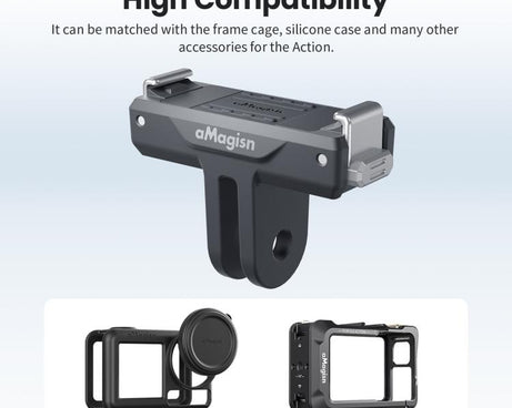 For DJI Osmo 360/Action 5 Pro/4/3 aMagisn Magnetic Quick-Release Adapter Plastic Snap-On Base