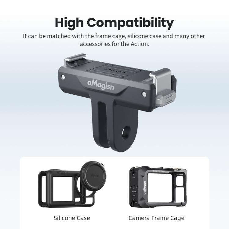 For DJI Osmo 360/Action 5 Pro/4/3 aMagisn Magnetic Quick-Release Adapter Plastic Snap-On Base
