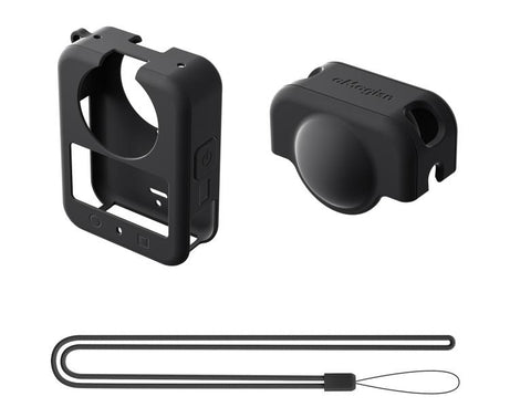 For DJI Osmo 360 Camera aMagisn Silicone Body Cover Set with Lens Cap & Neck Lanyard