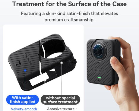 For DJI Osmo 360 Camera aMagisn Silicone Body Cover Set with Lens Cap & Neck Lanyard