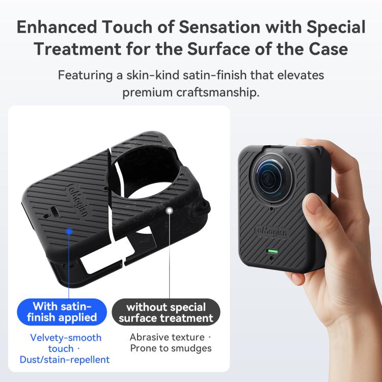 For DJI Osmo 360 Camera aMagisn Silicone Body Cover Set with Lens Cap & Neck Lanyard