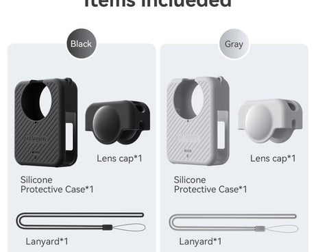 For DJI Osmo 360 Camera aMagisn Silicone Body Cover Set with Lens Cap & Neck Lanyard