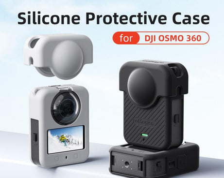 For DJI Osmo 360 Camera aMagisn Silicone Body Cover Set with Lens Cap & Neck Lanyard
