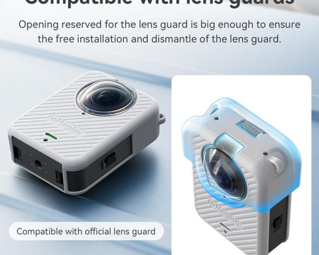 For DJI Osmo 360 Camera aMagisn Silicone Body Cover Set with Lens Cap & Neck Lanyard