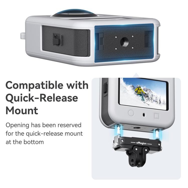 For DJI Osmo 360 Camera aMagisn Silicone Body Cover Set with Lens Cap & Neck Lanyard