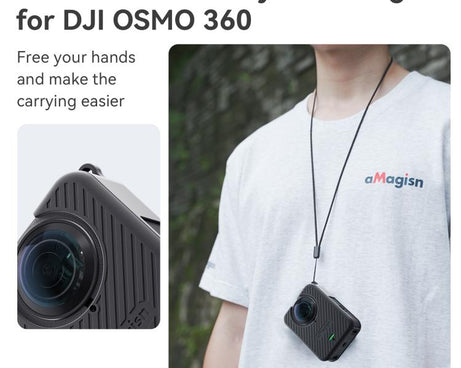 For DJI Osmo 360 Camera aMagisn Silicone Body Cover Set with Lens Cap & Neck Lanyard