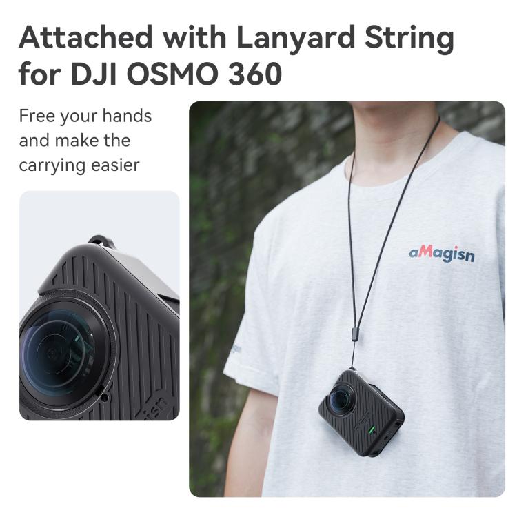 For DJI Osmo 360 Camera aMagisn Silicone Body Cover Set with Lens Cap & Neck Lanyard